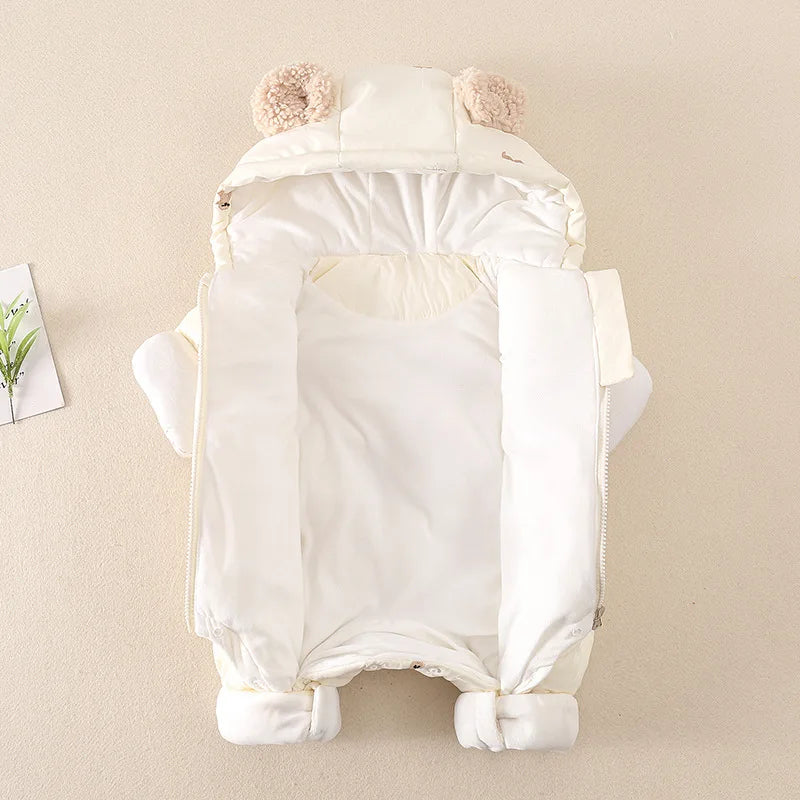 Thick Winter Baby Romper – Fleece & Hooded