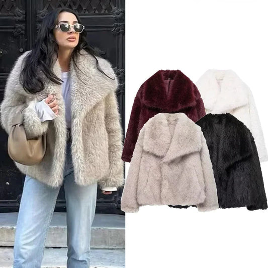 New 2025 Faux Fur Outerwear: Plush Wool-Blend Coats