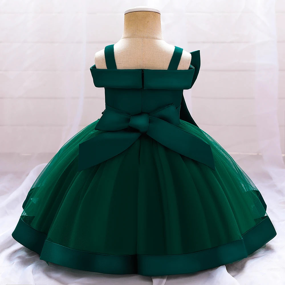 Elegant Infant Dress – Bow Lace Princess Party Wear