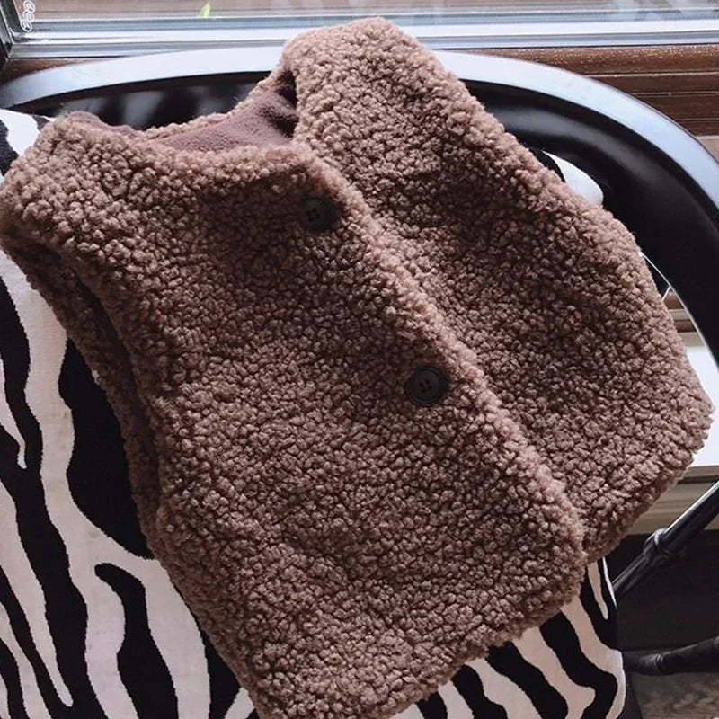 Autumn Winter Kids’ Plush Waistcoat – Soft & Cozy