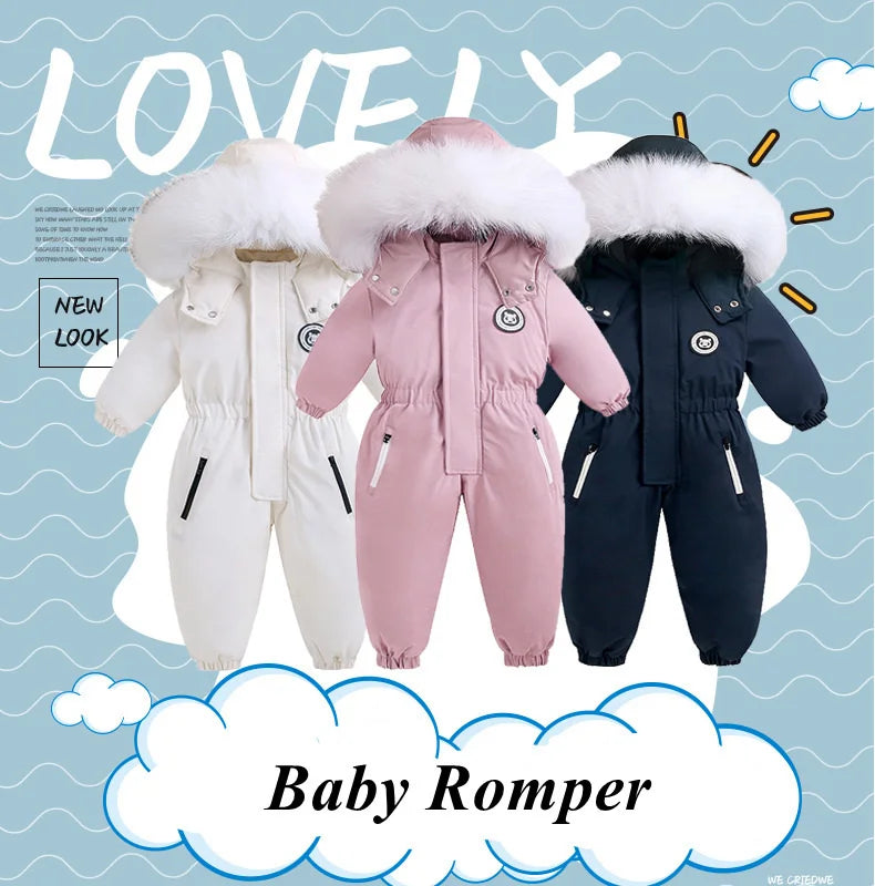 Baby Winter Overalls – Hooded Ski Suit for Cold Weather