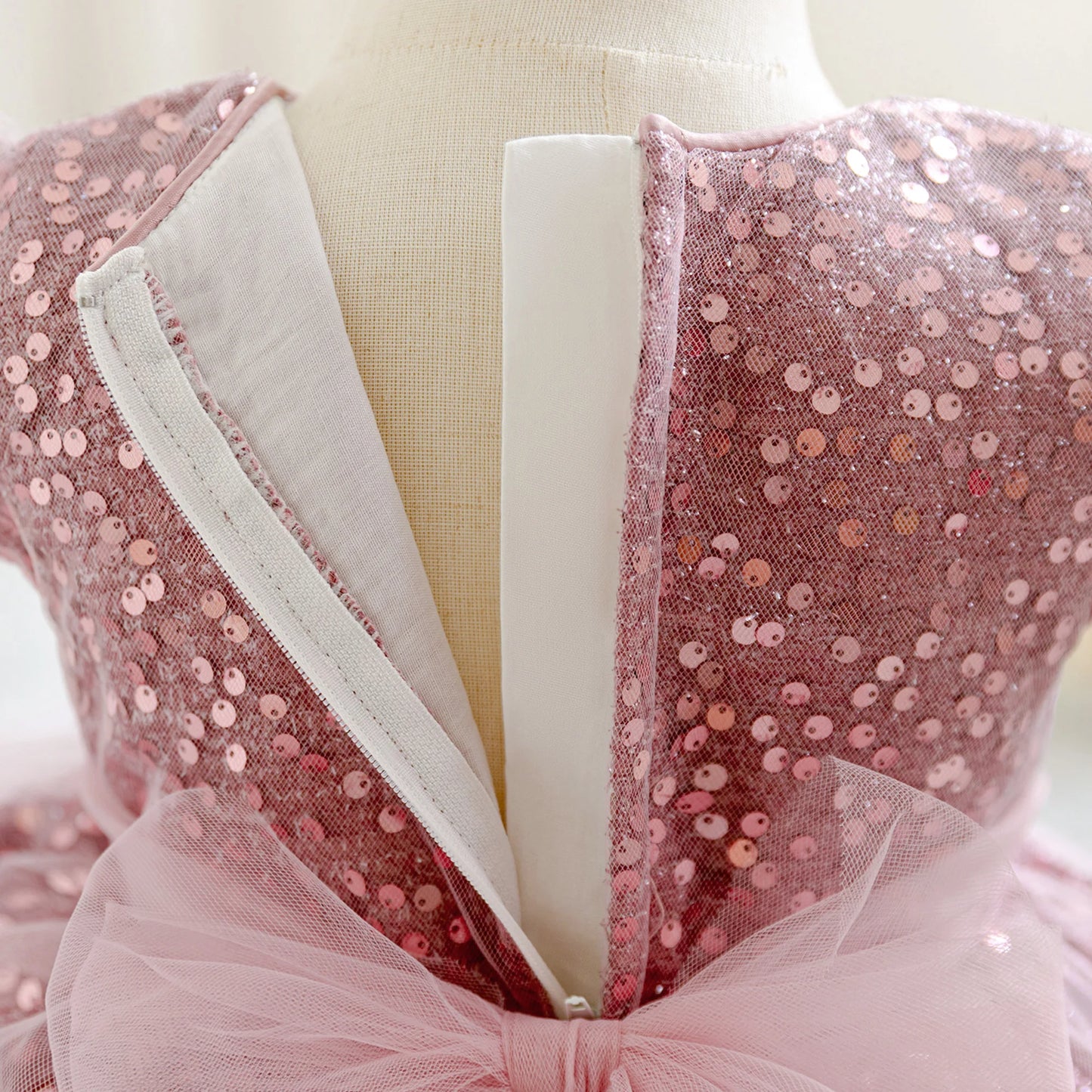 Baby Girl Party Dress – Elegant Sequin Bow Gown