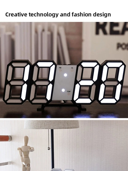 3D LED Digital Clock – Stylish, Multifunctional Wall Timepiece with USB Power