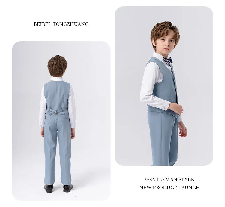 Boys’ Formal Suit Set – Spring/Summer Wedding Outfit (Ages 1–14)