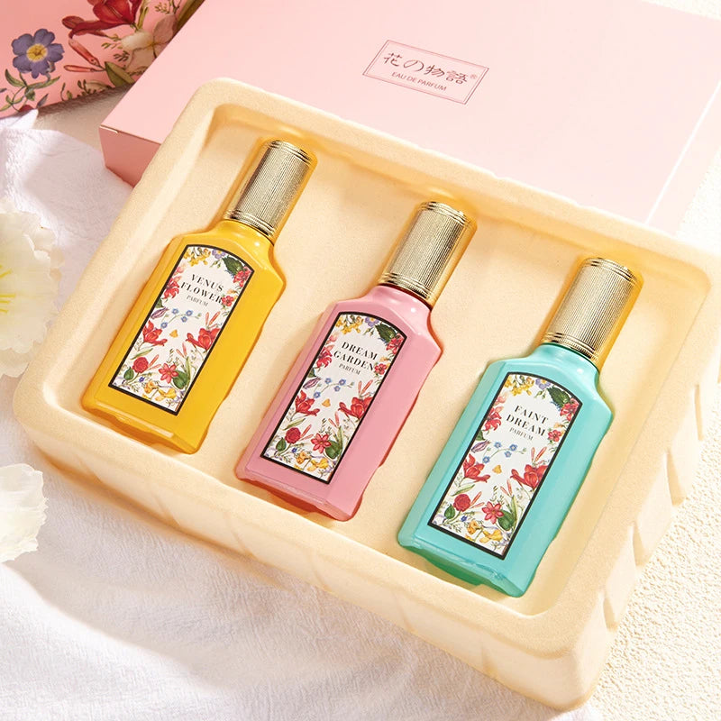 Floral Scent Perfume Gift Box: 4-Piece Set with Lasting Fragrance"