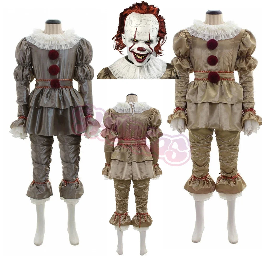 Stephen King Pennywise Cosplay – Men & Women Joker Clown Halloween Uniform