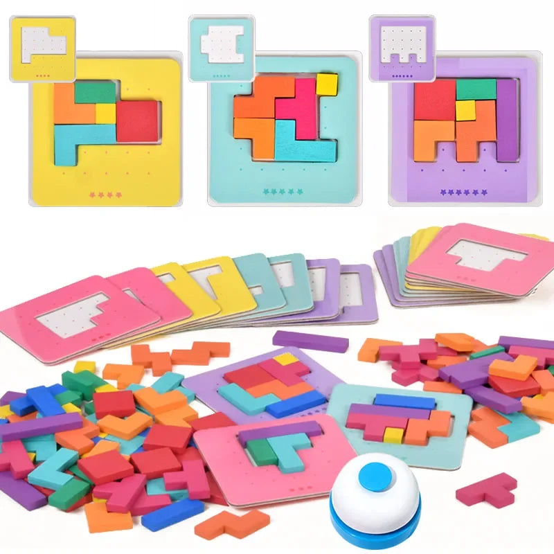 Montessori Desktop Puzzle & Tangram Game – Math & Shape Building Toy for Kids