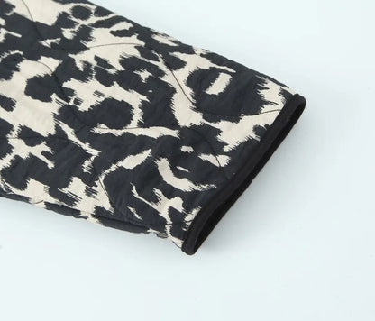 Commuter Style Cotton Jacket – Animal Print & Long Sleeve
