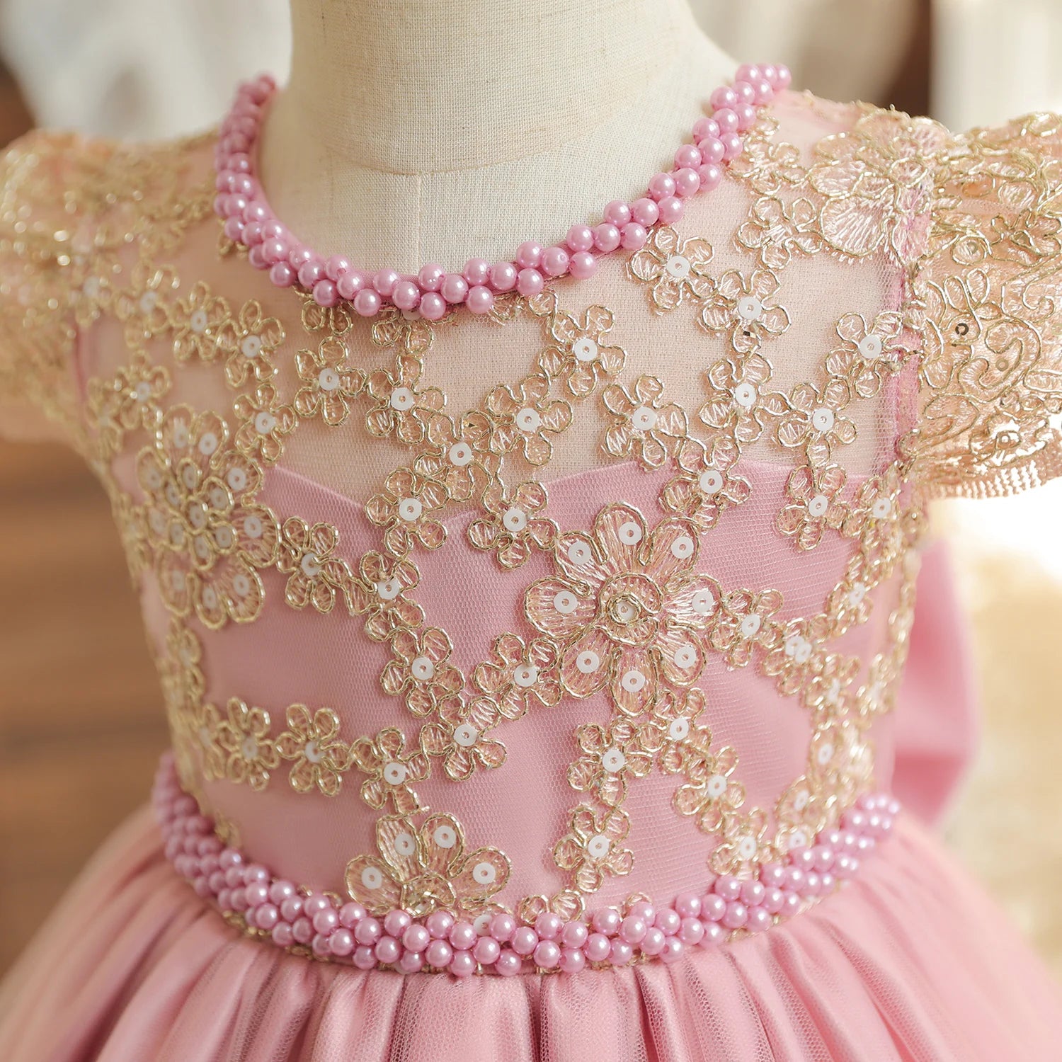 Princess Party Dress – Lace Embroidery with Ruffles
