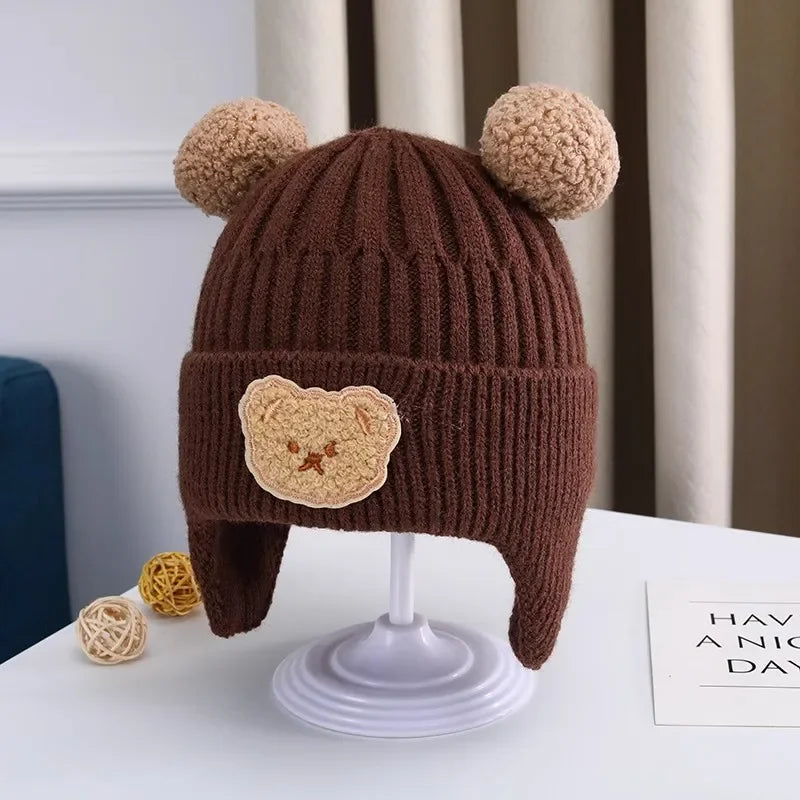 Baby Wool Hat – Cute Bear Ear Winter Knitted Cap