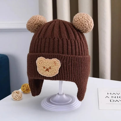 Baby Wool Hat – Cute Bear Ear Winter Knitted Cap