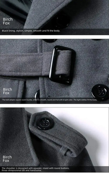 British Style Trench Coat for Men – Slim Fit Woolen Overcoat