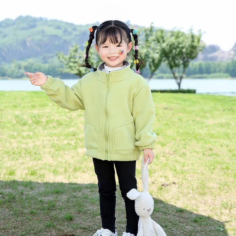Children’s Thick Fleece Jacket – Zippered Casual Coat