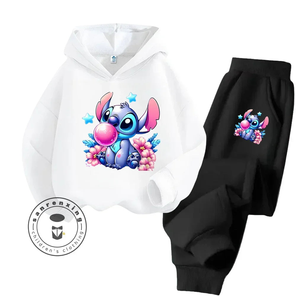 Gift For Casual Kids' Stitch Graphic Sweatshirt Set – Fun & Energetic Wear