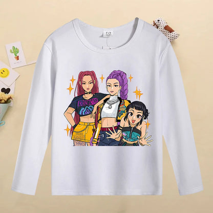 Kpop Demon Hunters Kids T-Shirt – Kawaii Cartoon Long Sleeve Top