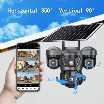 Triple Lens 15MP 4G Solar Security Camera | 10X Zoom | PIR Motion Detect