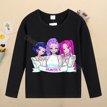 Kpop Demon Hunters Kids T-Shirt – Kawaii Cartoon Long Sleeve Top