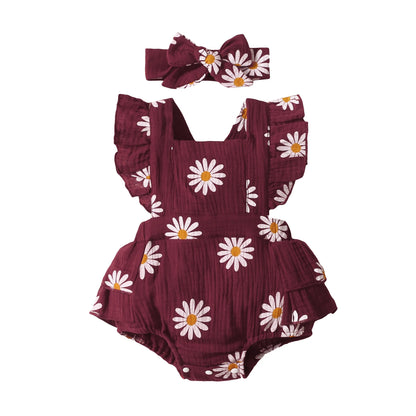 Cute Sunflower Baby Romper for Summer