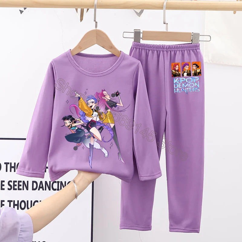 Kawaii Kpop Demon Hunters Girls Nightgown – Cozy Autumn Sleepwear