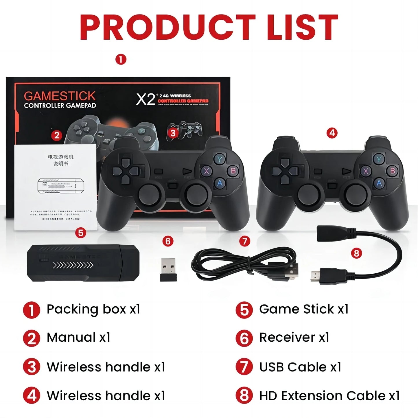 X2 Plus Game Stick – Gaming with Double Wireless Controllers