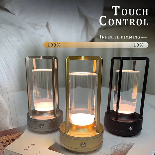 LED Crystal Table Lamp: Rechargeable Touch Bedside & Decorative Light