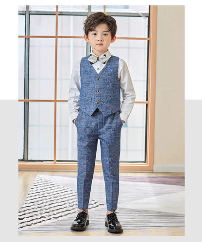 Teen Boys’ Formal Plaid Suit – Multi-Piece Elegant Outfit