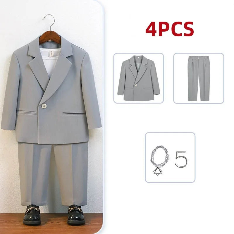 Classic Boys’ Suit – Wedding & Party Blazer Set for Kids 4–12Y