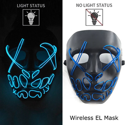 Wireless Neon LED Purge Mask – Glowing Halloween Party Mask