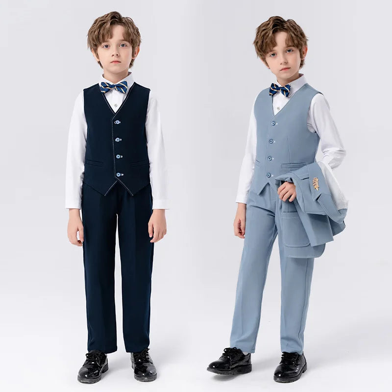 Boys’ Formal Suit Set – Spring/Summer Wedding Outfit (Ages 1–14)