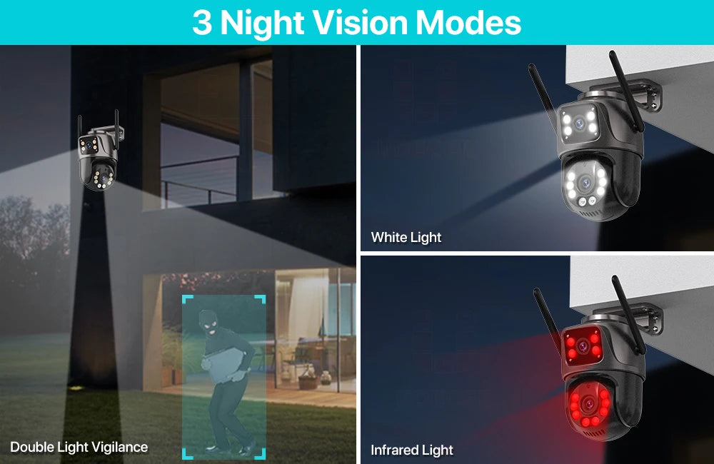 4K 8MP Dual-Lens PTZ WiFi Camera | AI Tracking Outdoor CCTV