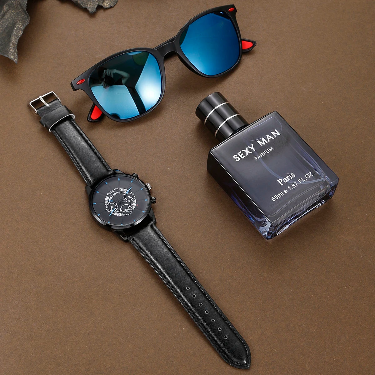 Men’s 3-Piece Gift Box – Watch, Perfume, & Glasses