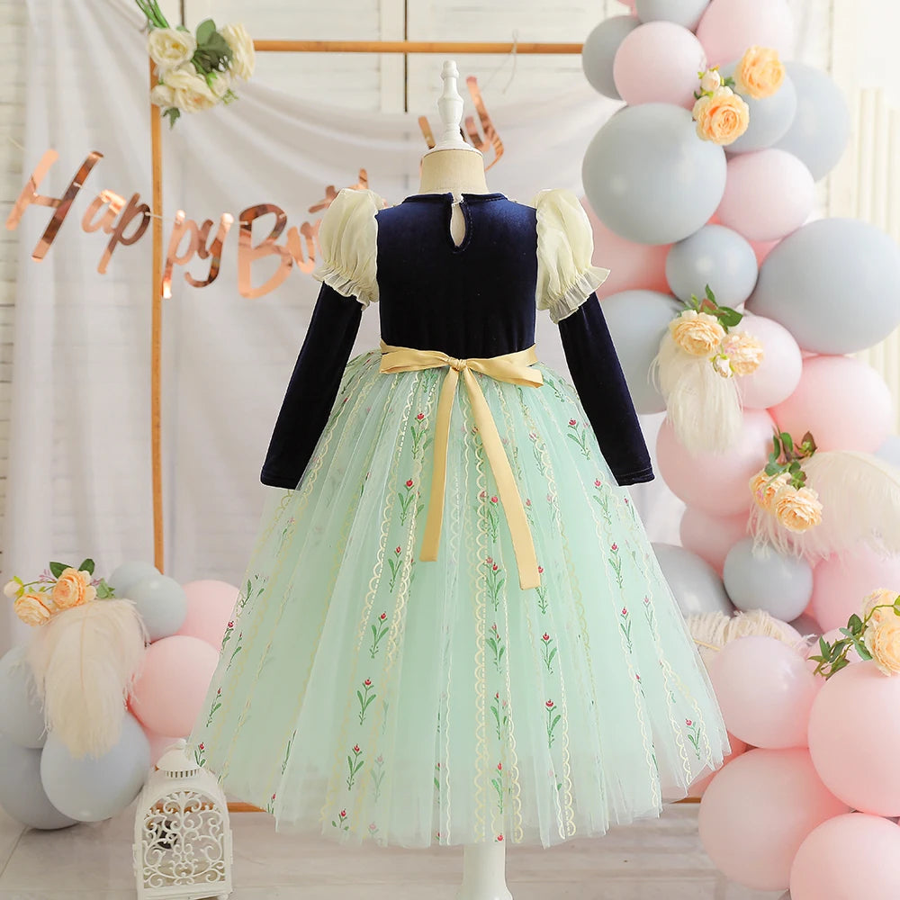 Girls’ Performance & Wedding Dress – Color Block Bow