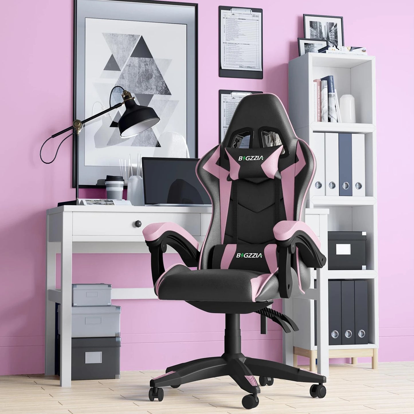 Ergonomic Gaming & Office Chair: PU Leather with Headrest & Lumbar Support