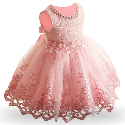 Pearl-Embellished Baby Dress – Formal Pageant Gown