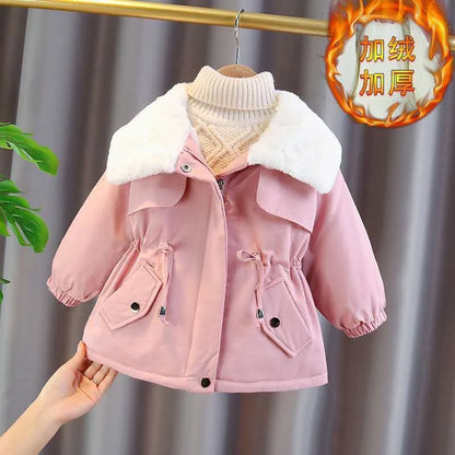 Warm Coat for Girls – Lapel Style with Waist