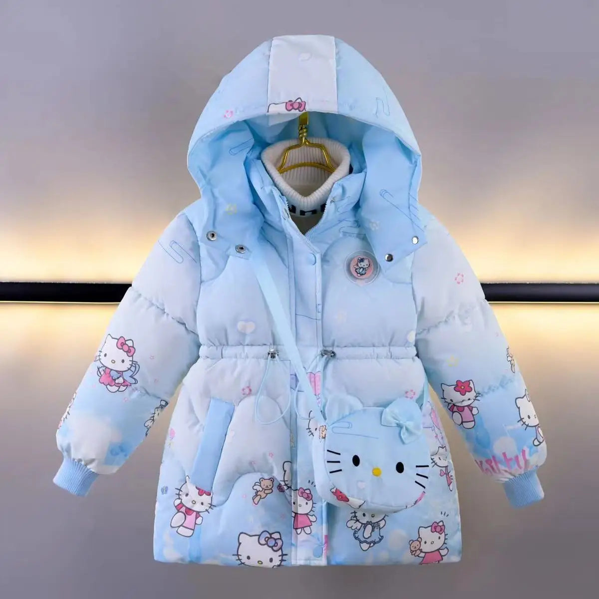 Baby Girl Coat – Plush Hooded Parka + Bag