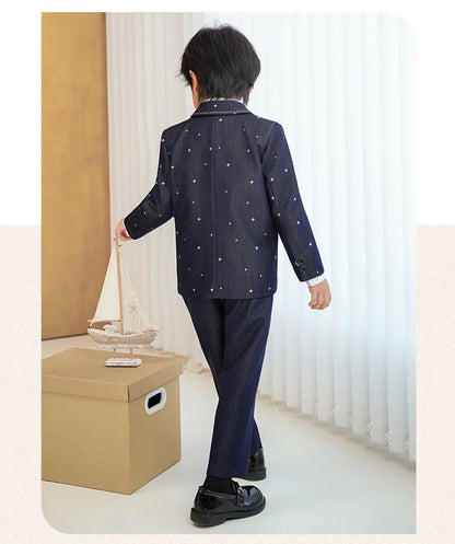 Boys’ Star Print Suit – 3/4/5Pc Formal Outfit (1–10Y)
