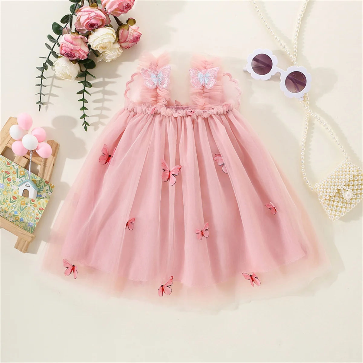 Cute Infant Princess Dress with Butterfly Wings