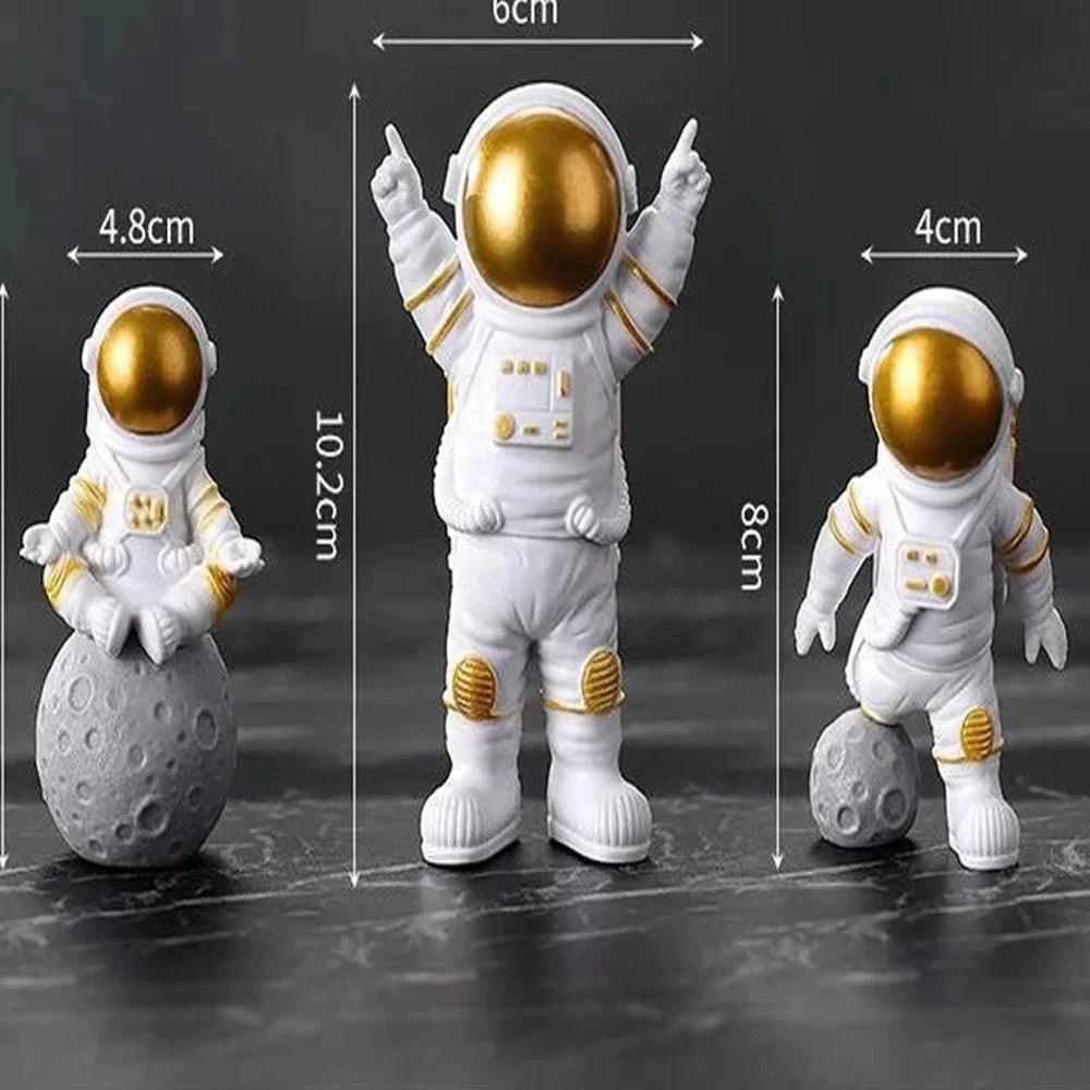 Cosmic Adventures: 4-Piece Astronaut Figurine Set for Kids & Home Decor