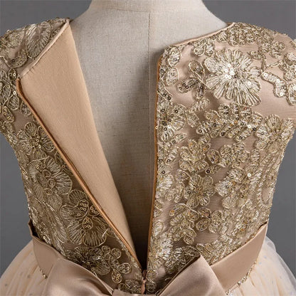 Festive Elegance – Girls’ Bow Party Dress for 3-10Y