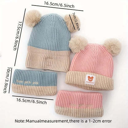 Cute Bear Knit Hat & Scarf Set for Kids
