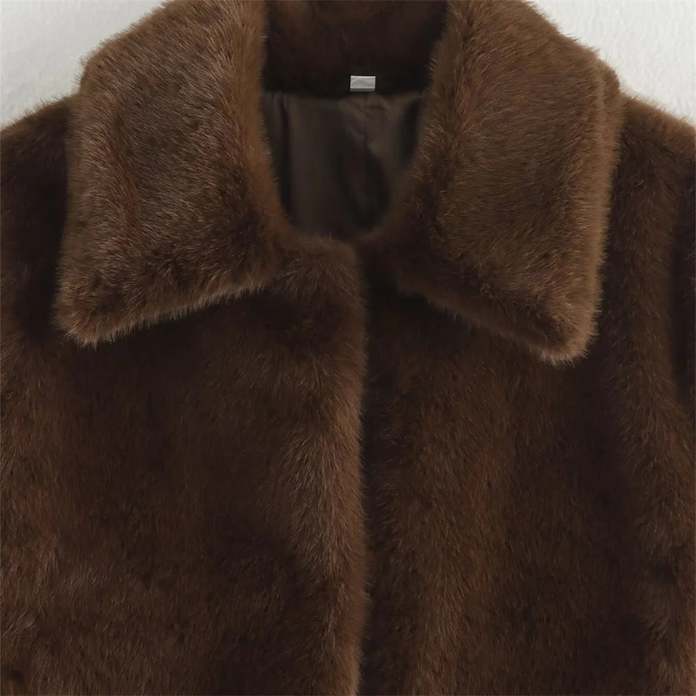 2025 Brown Lapel Button Jacket – Autumn/Winter Chic