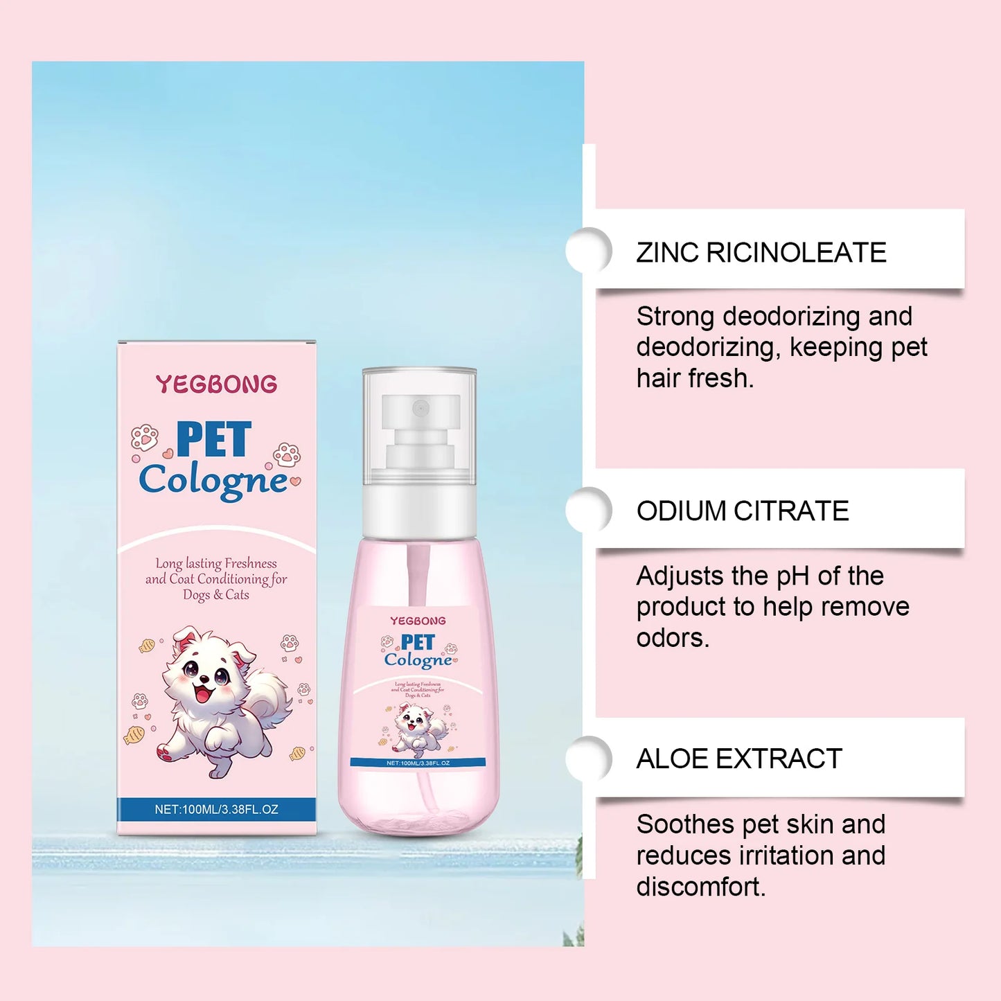 YEGBONG Pet Cologne – Baby Powder Scent, Long-Lasting Freshness & Odor Control