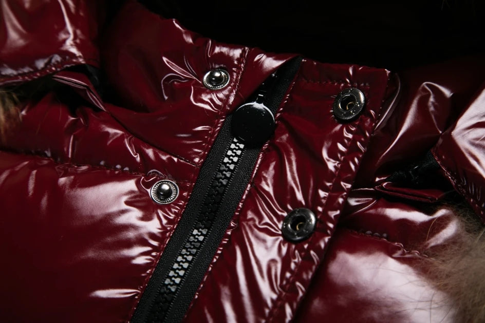 Shiny Waterproof Kids' Down Parka – Real Fur Hood