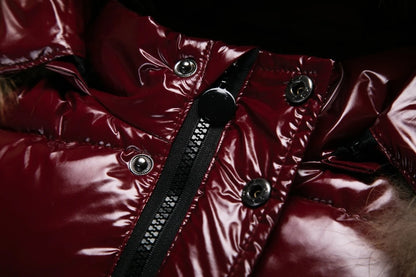 Shiny Waterproof Kids' Down Parka – Real Fur Hood