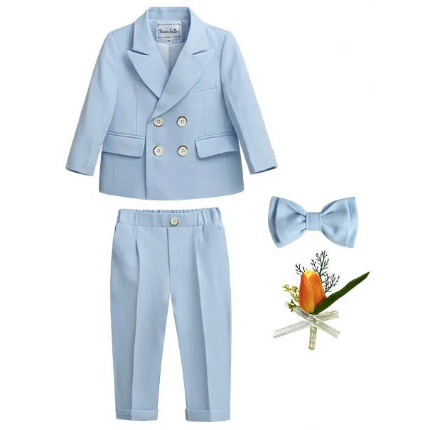 Boys’ Wedding Tuxedo Set – Formal Blazer, Pants & Bowtie Outfit
