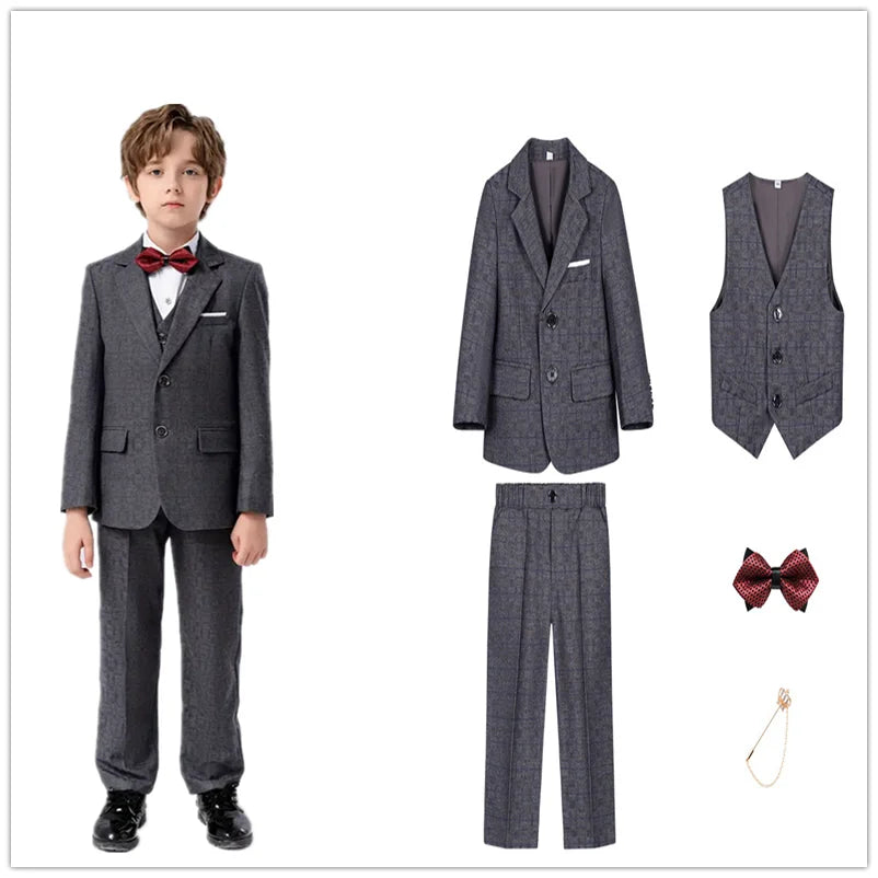 Boys’ Multi-Occasion Suit – Jacket, Vest, Pants & Accessories Set