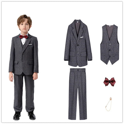 Boys’ Multi-Occasion Suit – Jacket, Vest, Pants & Accessories Set