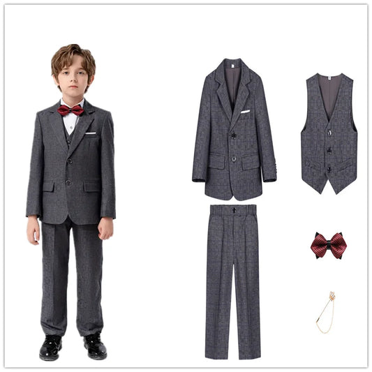 Boys’ Multi-Occasion Suit – Jacket, Vest, Pants & Accessories Set