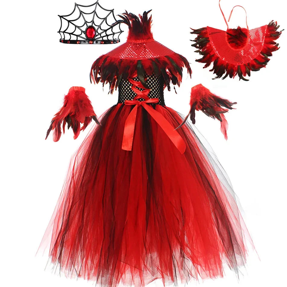 Halloween Gothic Mesh Dress – Kids Vampire Cosplay